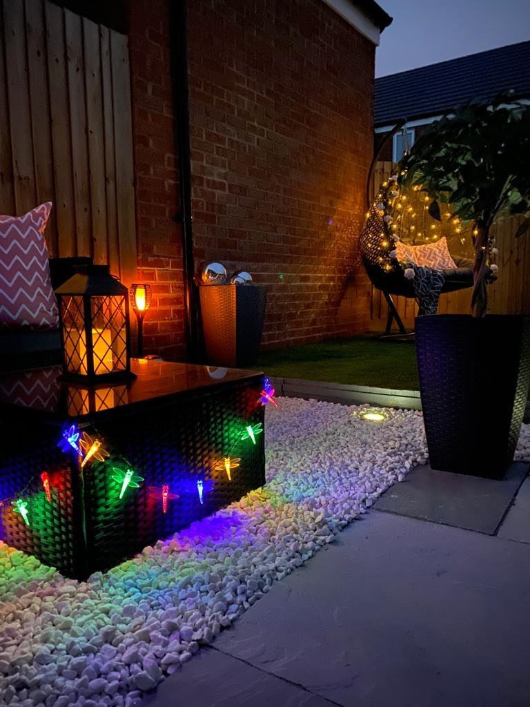 100 mehrfarbige LED Libelle Solar Lichterkette